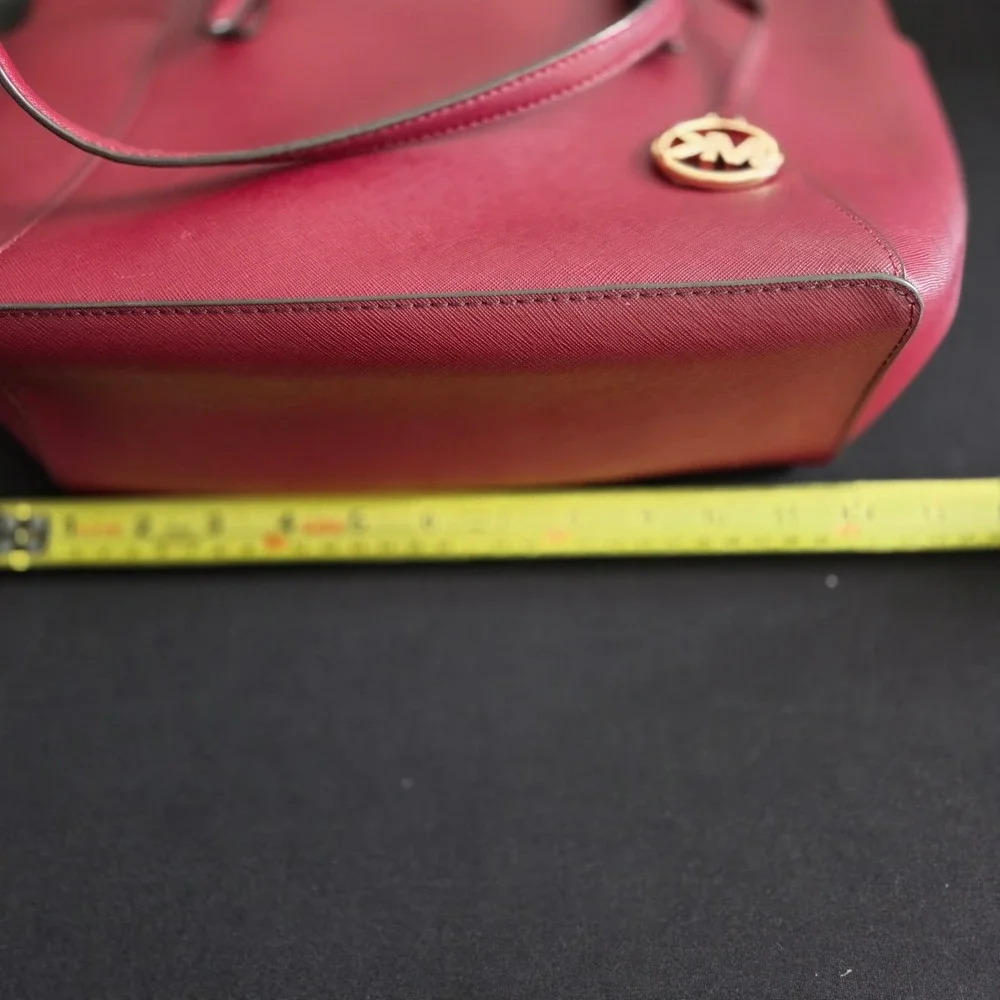 Michael Kors Charlotte Large Zip Tote Dark Cherry Saffiano Leather 35T0GCFT7L - Picture 8 of 10